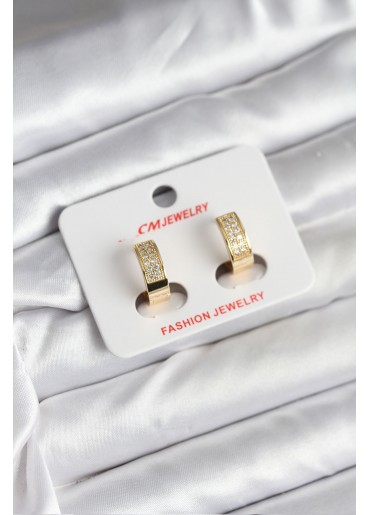 Erb 14K Gold Renk Kaplama Zirkon Taşlı Halka CM Kadın Küpe