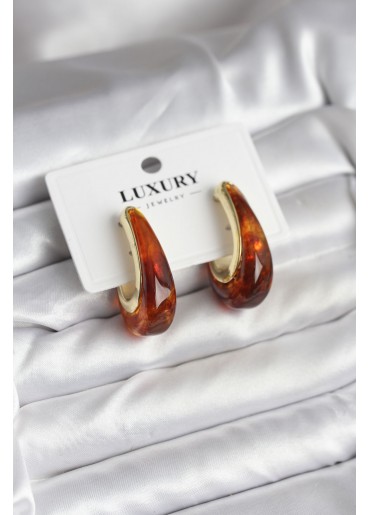 Erb Pirinç Gold Renk Kahverengi Vintage Kadın Küpe