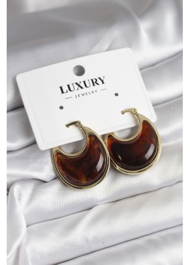 Erb Pirinç Gold Kahverengi Renk Vintage Kadın Küpe