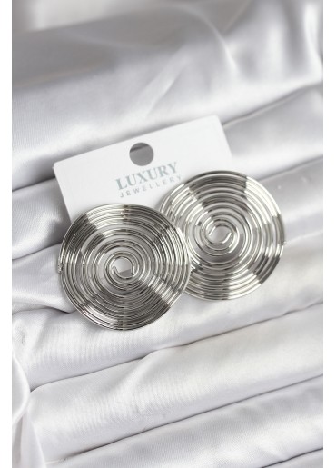 Erb Pirinç Gümüş Renk Circle Model Kadın Küpe