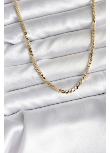 Erb 14K Gold Renk Kaplama Ezme Yılan Zincir Model CM Kadın Kolye