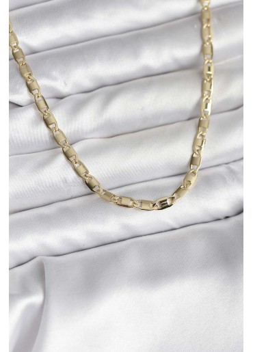 Erb 14K Gold Renk Kaplama Plaka Ezme Model Zincirli CM Kadın Kolye