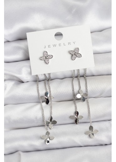 Erb Lotus Model Gümüş Renk Pirinç Sallantılı Kadın Küpe