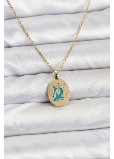 Erb 316L Çelik Zincir Gold Renk Shark Figür Kadın Kolye