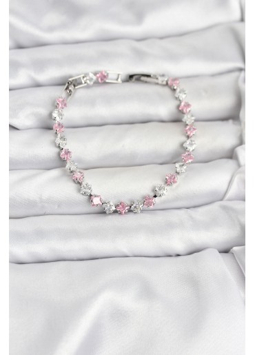 Erb Kare Zirkon Taşlı Gümüş Renk Kadın Bileklik