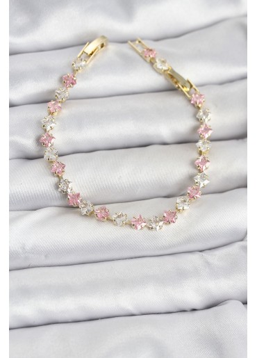 Erb Kare Zirkon Taşlı Gold Renk Kadın Bileklik