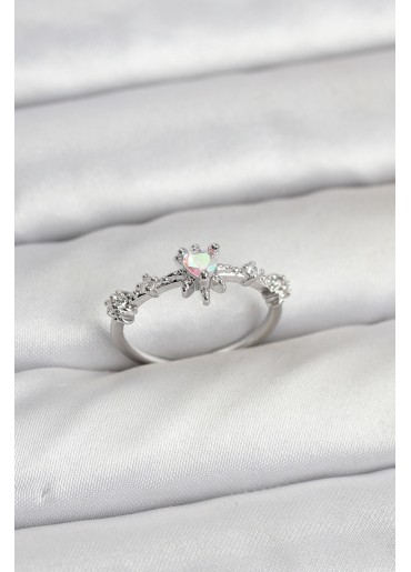 Erb Gümüş Renk Pirinç Yıldız Model Kadın Yüzük