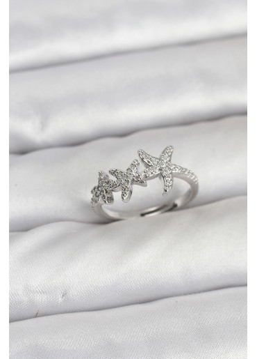 Erb Pirinç Yıldız Model Gümüş Renk Kadın Yüzük