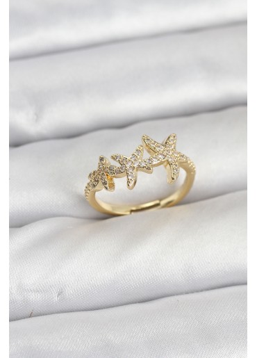 Erb Pirinç Yıldız Model Gold Renk Kadın Yüzük