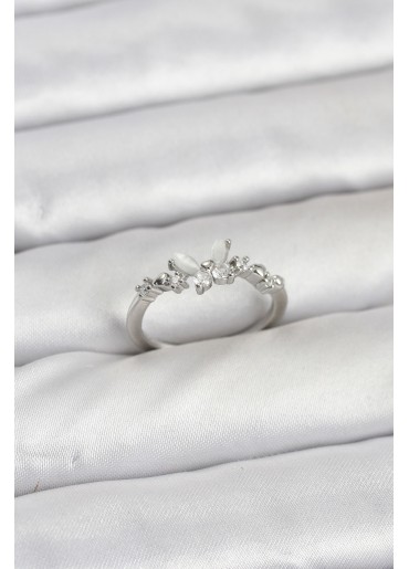 Erb Kelebek Model Gümüş Renk Pirinç Kadın Yüzük