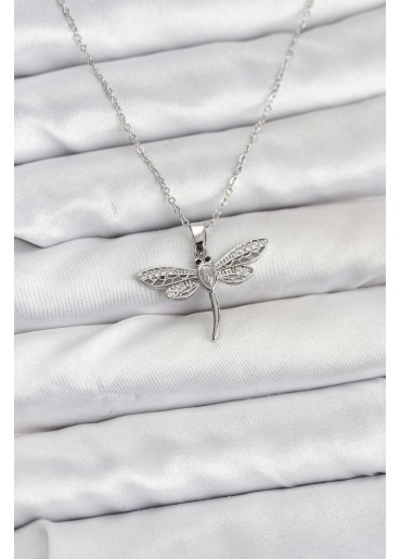 Erb 316L Çelik Zincir Gümüş Renk Yusufçuk Model Kadın Kolye