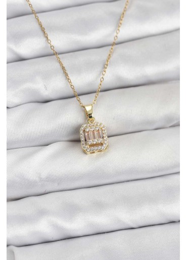 Erb 316L Çelik Zincir Gold Renk Baget Model Kadın Kolye