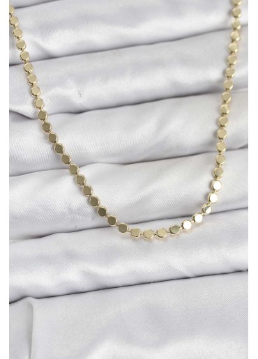 Erb 316L Çelik Zincir Gold Renk Ezme Zincir Model  45 Cm Kadın Kolye