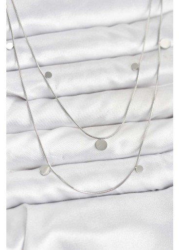 Erb 316L Çelik Zincir Gümüş Renk Pullu Kadın Kolye