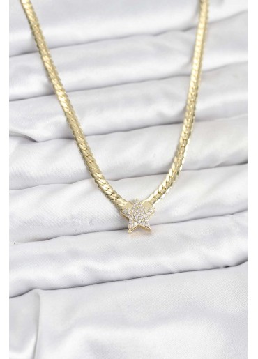 Erb Gold Renk Pirinç Yıldız Zirkon Taşlı Kadın Kolye
