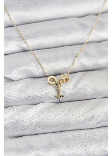 Erb Gold Renk Pirinç Minimal Charmlı Kadın Kolye