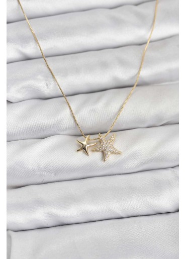 Erb Gold Renk Pirinç Minimal Yıldız Model Kadın Kolye