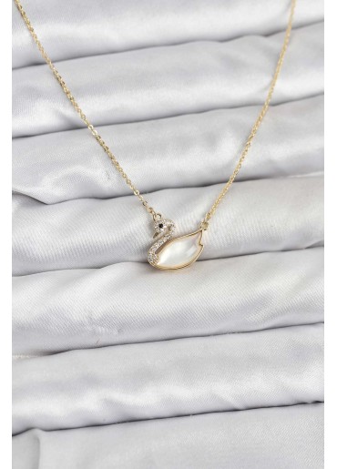 Erb Pirinç Gold Renk Kuğu Model Kadın Kolye