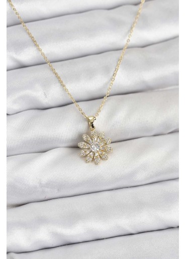Erb Pirinç Gold Renk Çiçek Model Kadın Kolye