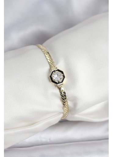 Erb Pirinç Gold Renk Zirkon Taşlı Kadın Bileklik