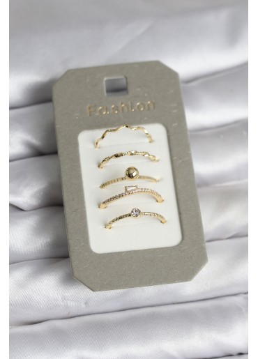 Erb Pirinç Gold Renk 5\'li Yüzük Seti