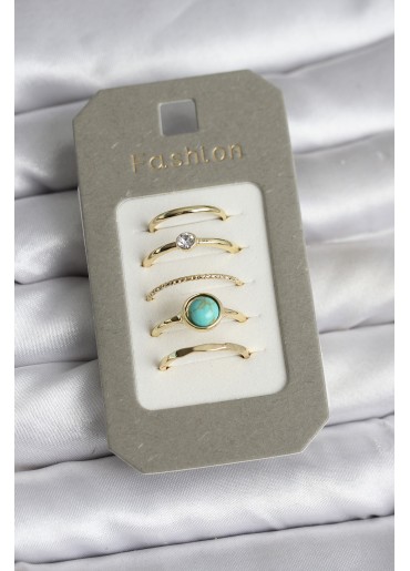 Erb Pirinç Gold Renk 5\'li Yüzük Seti