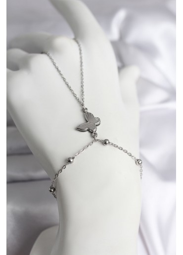 Erb 316L Çelik Gümüş Renk Kelebek Model Kadın Şahmeran