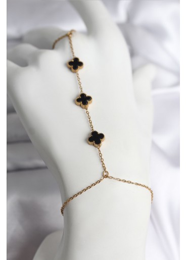 Erb 316L Çelik Gold Renk Siyah Yonca Model Kadın Şahmeran