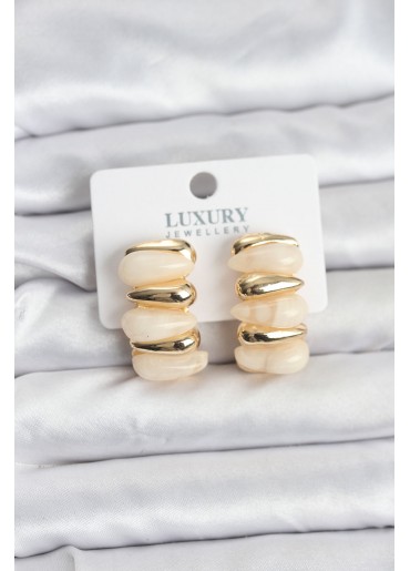 Erb Krem Renk Pirinç Vintage Kadın Küpe