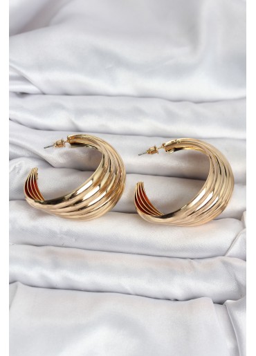 Erb 316L Çelik Gold Renk Yarım Halka Model Kadın Küpe