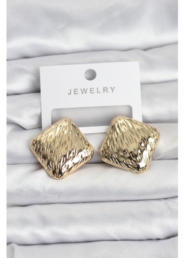 Erb 316L Çelik Gold Renk Kare Vintage Kadın Küpe