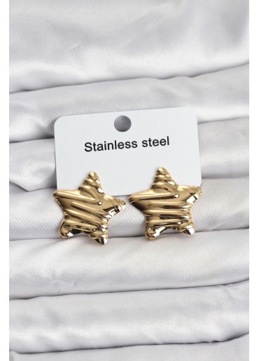 Erb 316L Çelik Gold Renk Yıldız Model Kadın Küpe