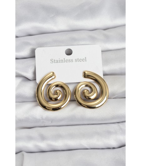 Erb 316L Çelik Gold Renk Sarmal Modelli Kadın Küpe
