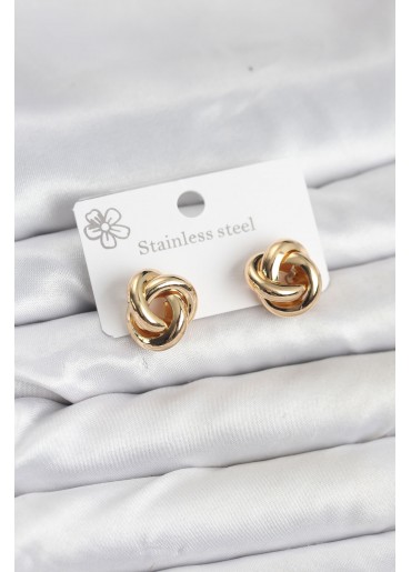Erb 316L Çelik Gold Renk Sarmal Model Kadın Küpe
