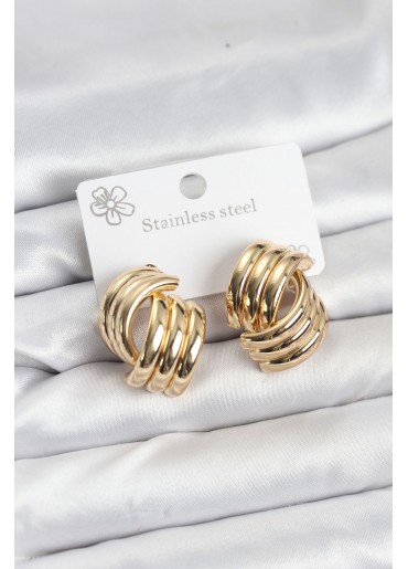 Erb 316L Çelik Gold Renk Vintage Kadın Küpe