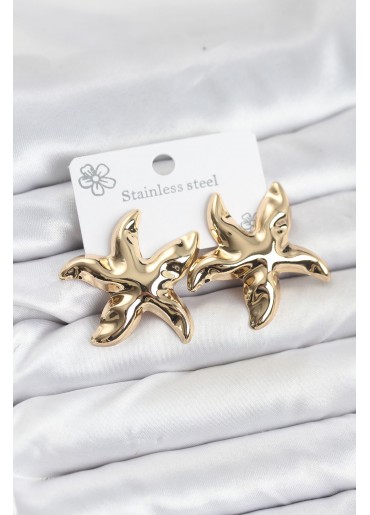 Erb 316L Çelik Gold Renk Yıldız Model Kadın Küpe