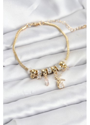 Erb Pirinç Gold Renk Tinkerbell Charmlı Kadın Bileklik