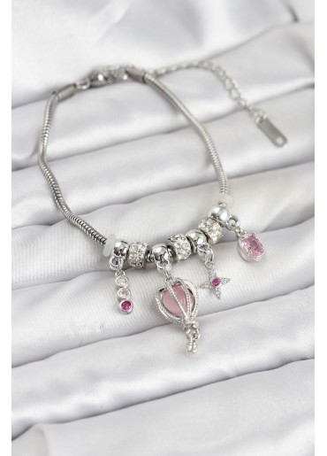 Erb Pirinç Gümüş Renk Uçan Balon Charmlı Kadın Bileklik