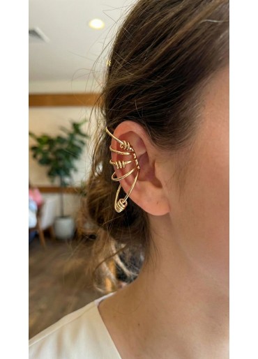 Erb Pirinç Halkalı Model Gold Renk Kıkırdak Küpe