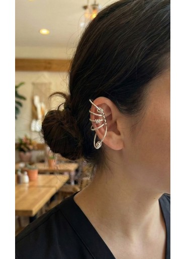 Erb Pirinç Halkalı Model Gümüş Renk Kıkırdak Küpe