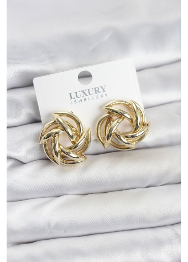 Erb Gold Renk Pirinç Keskin Sarmal Model Kadın Küpe