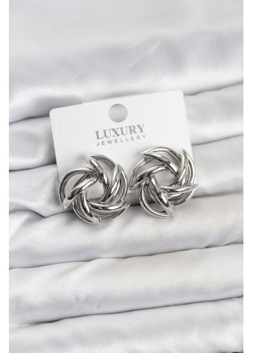 Erb Gümüş Renk Pirinç Keskin Sarmal Model Kadın Küpe