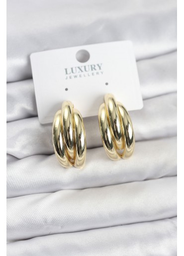 Erb Gold Renk Pirinç Yarım Halka Model Kadın Küpe