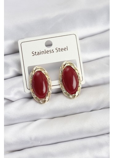 Erb Kırmızı Badem Model Vintage Kadın Küpe