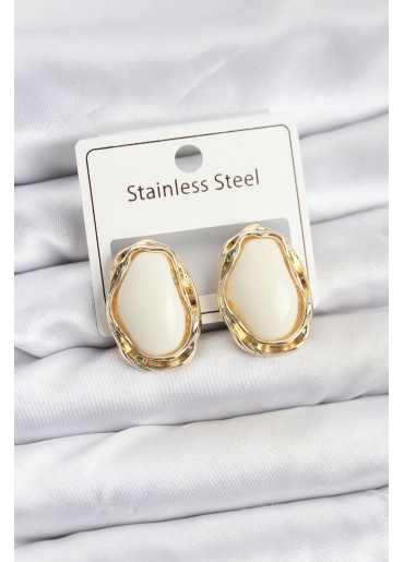 Erb Beyaz Damla Model Pirinç Vintage Kadın Küpe