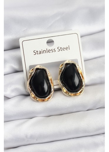 Erb Siyah Damla Model Pirinç Vintage Kadın Küpe