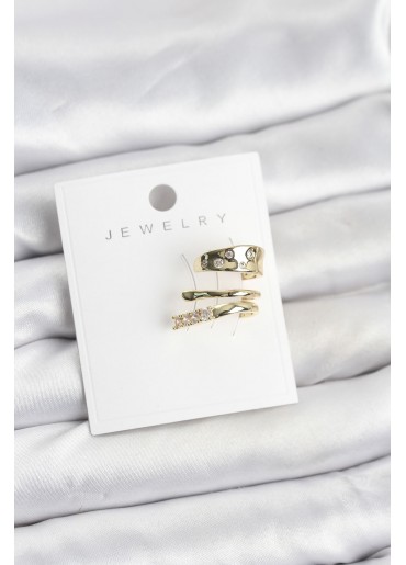 Erb Gold Renk Zirkon Taşlı Pirinç Kıkırdak Küpe