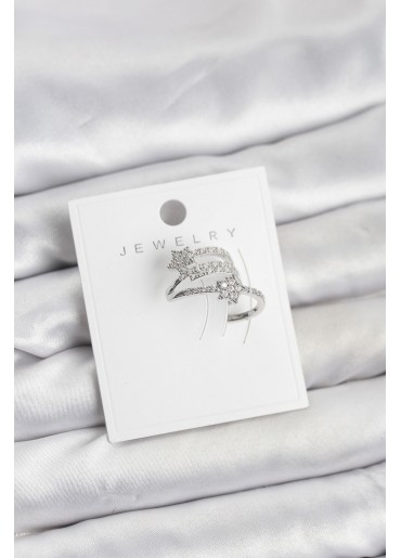 Erb Gümüş Renk Zirkon Taşlı Yıldız Model Kıkırdak Earcuff Küpe