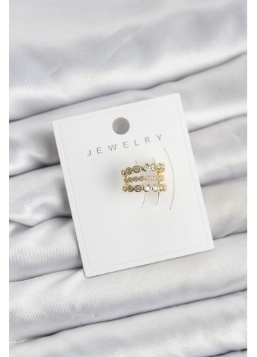 Erb Gold Renk Zirkon Taşlı Pirinç Kıkırdak Earcuff Küpe