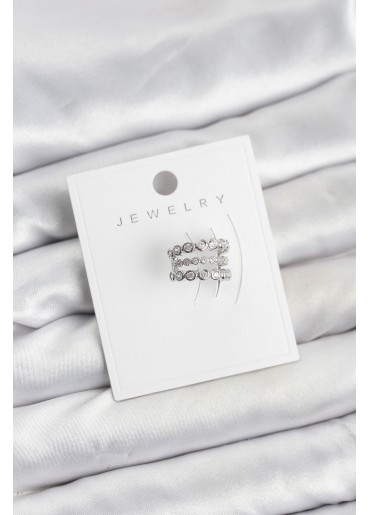 Erb Gümüş Renk Zirkon Taşlı Pirinç Kıkırdak Earcuff Küpe